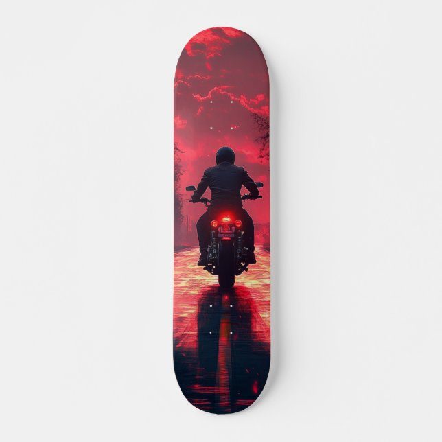 Lone Biker Skateboard at Sunset (Front)