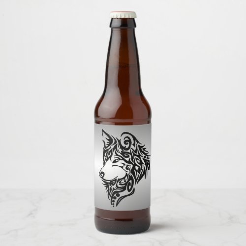 Lone Black Tribal Wolf Beer Bottle Label