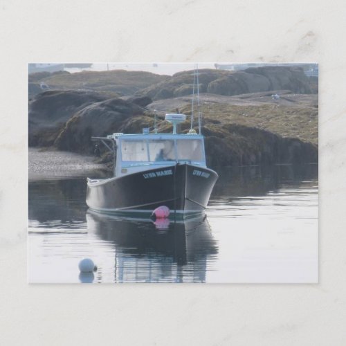 Lone Boat in Fog Postcard