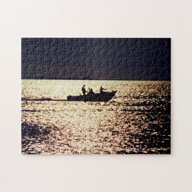 'Lone Boaters at Twilight'  Jigsaw Puzzle (Horizontal)