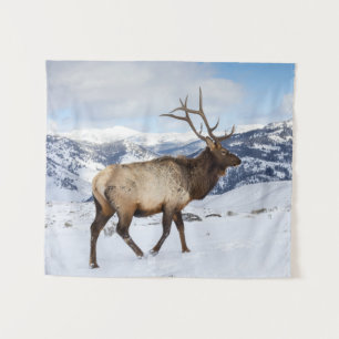 Lone Bull Elk Yellowstone National Park Tapestry