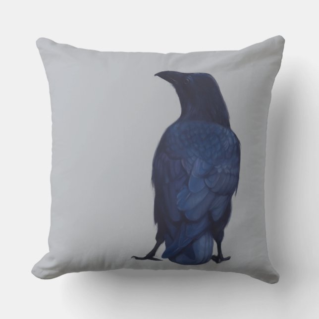 Lone Crow Throw Pillow (Front)