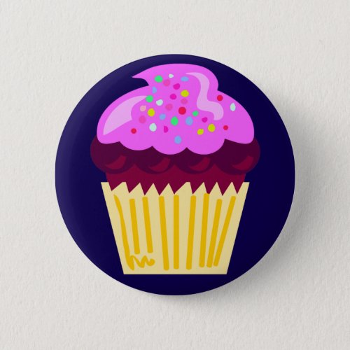 Lone Cupcake Purple Fun Cartoon Art  Pinback Button