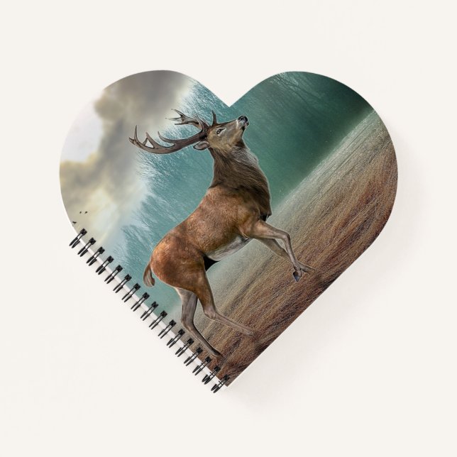 Lone Deer In Misty Forest Notebook (Front)
