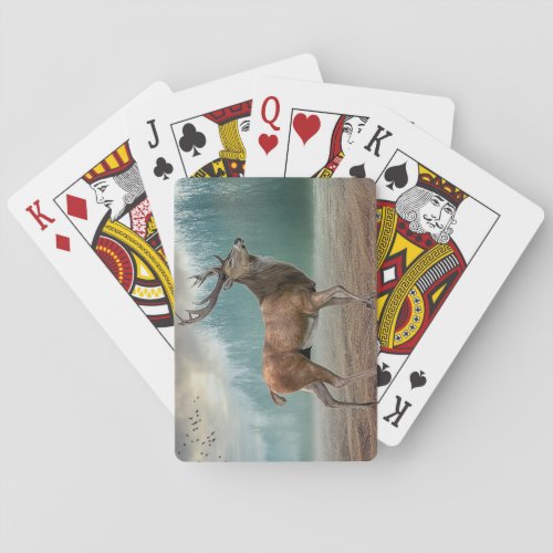 Lone Deer In Misty Forest   Poker Cards