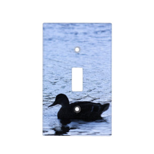 Lone Duck Silhouette Wildlife Water Ripples Photo Light Switch Cover