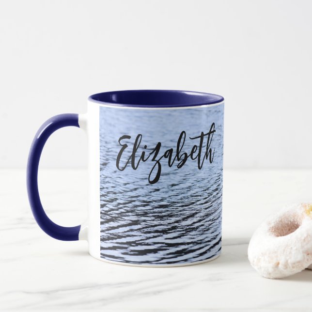Lone Duck Wildlife Lake Water Ripples Photography Mug (With Donut)