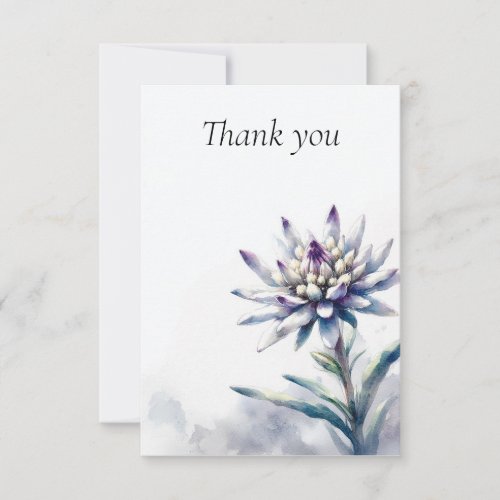 Lone Edelweiss Watercolor Thank You Card