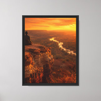 Lone Figure Lotus Meditation Ancient Terracotta Canvas Print