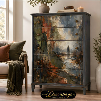 Lone Figure Misty Landscape Decoupage Tissue Paper