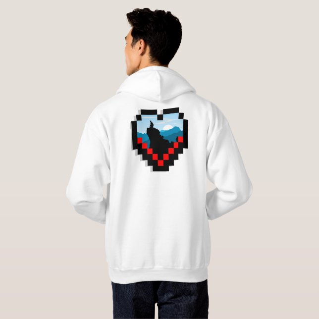 Lone figure sitting on a mountain peak at sunrise hoodie (Back Full)