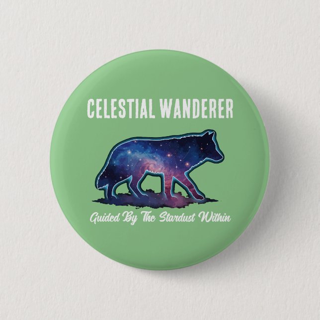 Lone Galaxy Wolf Silhouette Button (Front)