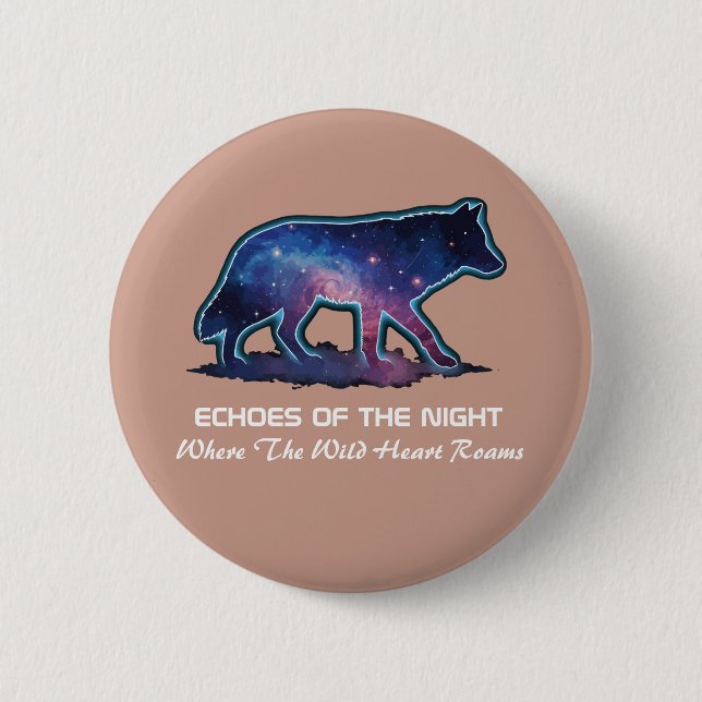 Lone Galaxy Wolf Silhouette (Echoes of the night) Button (Front)