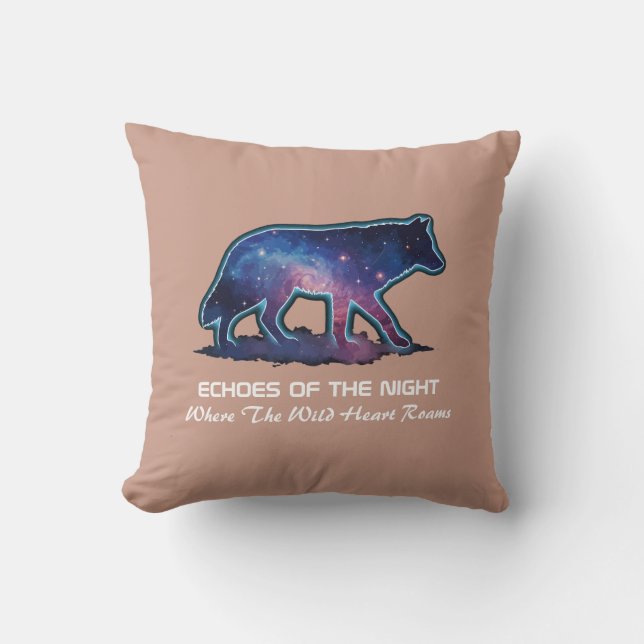 Lone Galaxy Wolf Silhouette (Echoes of the night) Throw Pillow (Front)
