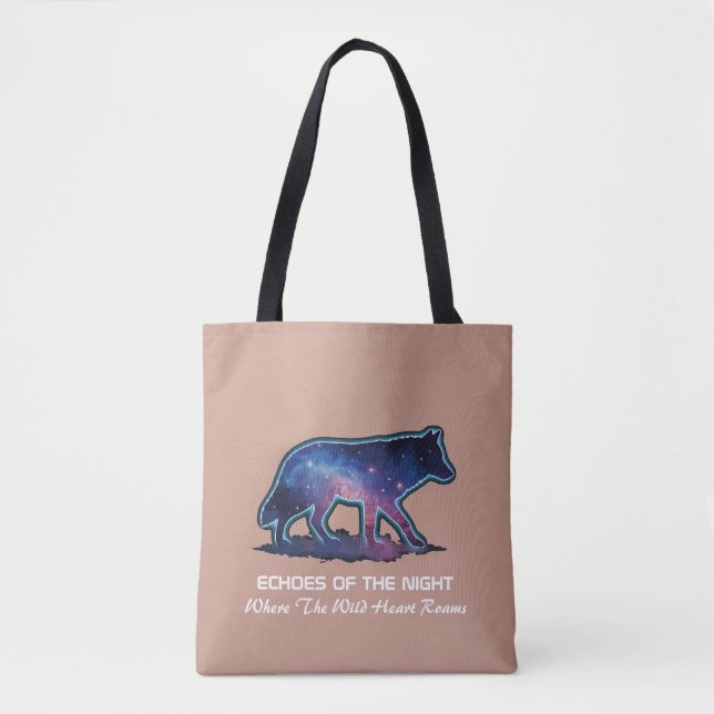 Lone Galaxy Wolf Silhouette (Echoes of the night) Tote Bag (Front)