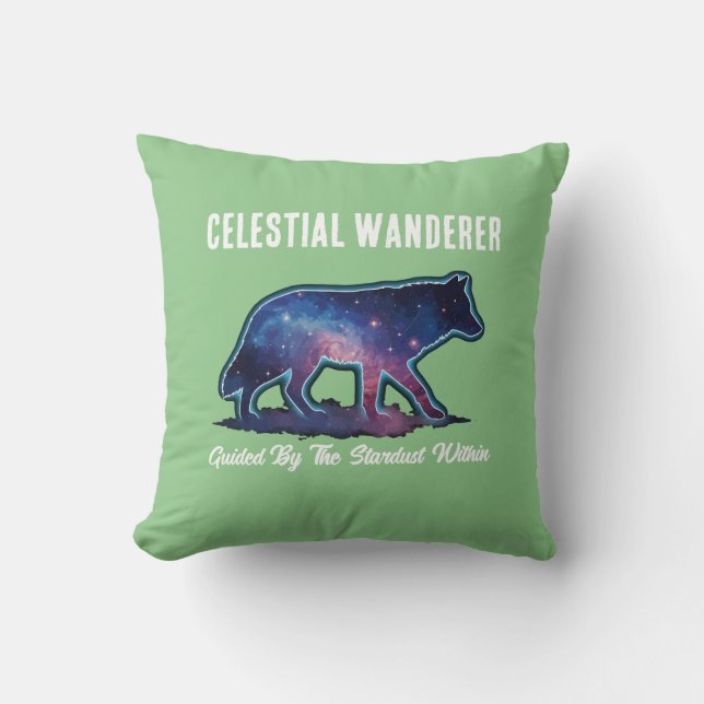 Lone Galaxy Wolf Silhouette Throw Pillow (Front)
