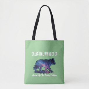 Lone Galaxy Wolf Silhouette Tote Bag