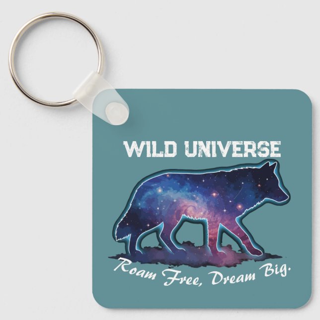 Lone Galaxy Wolf Silhouette (wild universe) Keychain (Front)