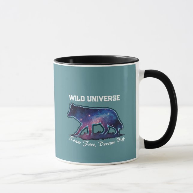 Lone Galaxy Wolf Silhouette (wild universe) Mug (Right)