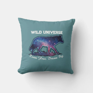 Lone Galaxy Wolf Silhouette (wild universe) Throw Pillow