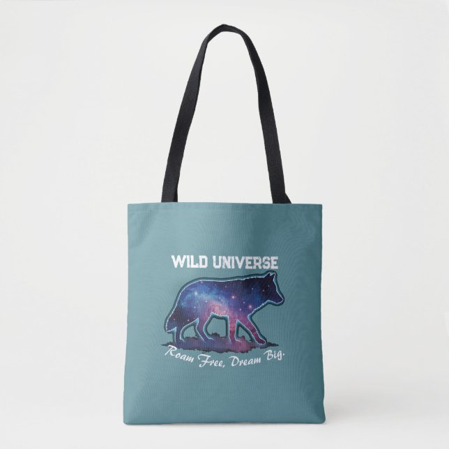 Lone Galaxy Wolf Silhouette (wild universe) Tote Bag (Front)