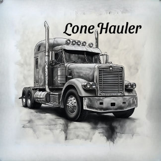 "Lone Hauler – Bold Charcoal Bobtail Truck Art Pri Photo Block