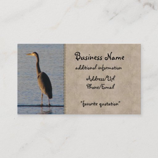 Customizable Lone Heron Business Cards