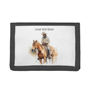 Lone Horizon Watercolor Ranger, custom Tri-fold Wallet