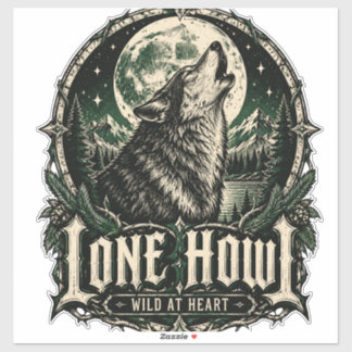 Lone Howl Gothic Wolf Full Moon Wild at Heart Sticker
