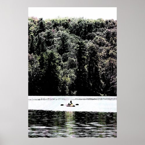Lone Kayaker Restful Retreat Photo   Poster