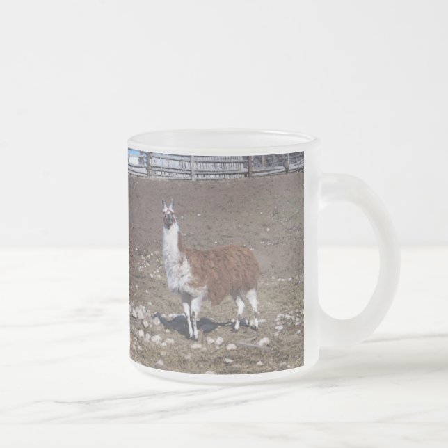 Lone Lllama Frosted Glass Coffee Mug (Right)
