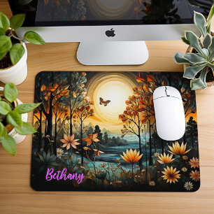 Lone Monarch Butterfly Illustration Personalized Mouse Pad