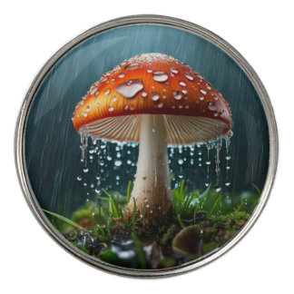 Lone Mushroom in a Heavy Rain Golf Ball Marker