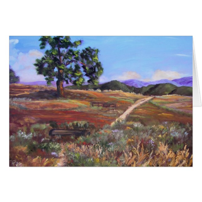 Lone Oak at Woodside Horse Park greeting card (Front Horizontal)
