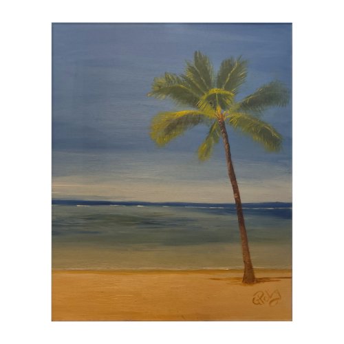 Lone Palm Tree on the Beach by Gary Poling Acrylic Print