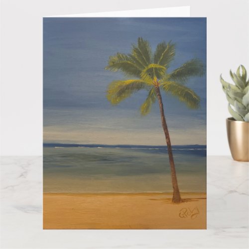 Lone Palm Tree on the Beach by Gary Poling Card