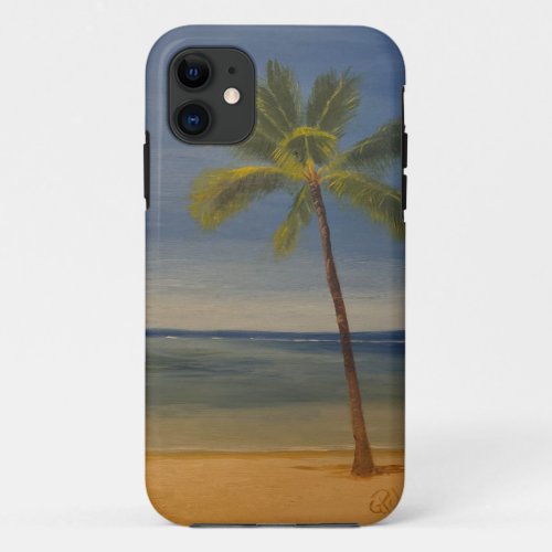 Lone Palm Tree on the Beach by Gary Poling iPhone 11 Case