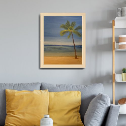 Lone Palm Tree on the Beach by Gary Poling Framed Art
