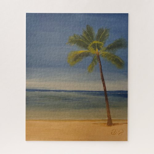 Lone Palm Tree on the Beach by Gary Poling Jigsaw Puzzle