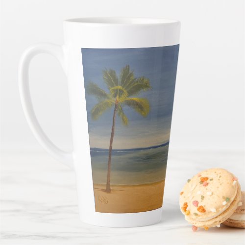 Lone Palm Tree on the Beach by Gary Poling Latte Mug
