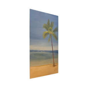 Lone Palm Tree on the Beach, by Gary Poling Metal Print