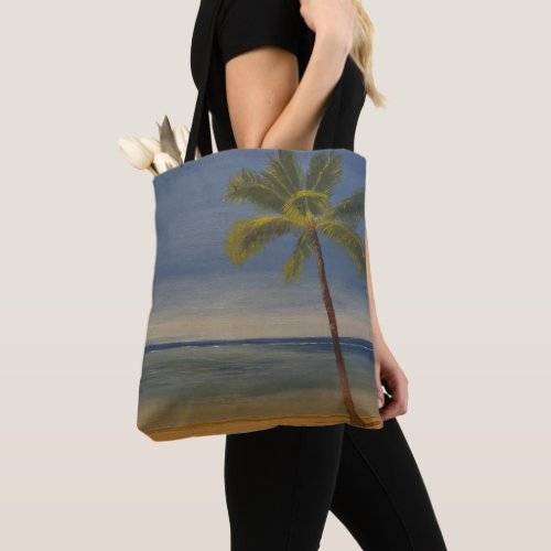 Lone Palm Tree on the Beach by Gary Poling Tote Bag