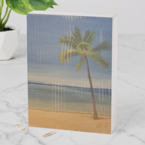 Lone Palm Tree on the Beach by Gary Poling Wooden Box Sign