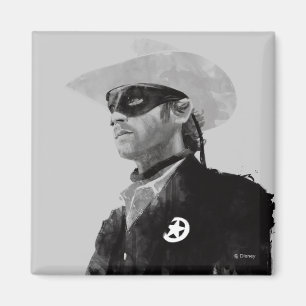 Lone Ranger John Reid - Black and White Magnet