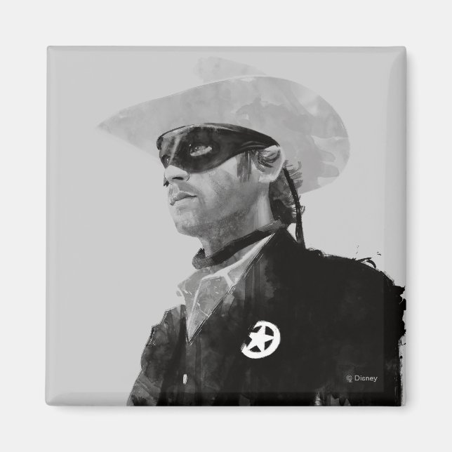 Lone Ranger John Reid - Black and White Magnet (Front)