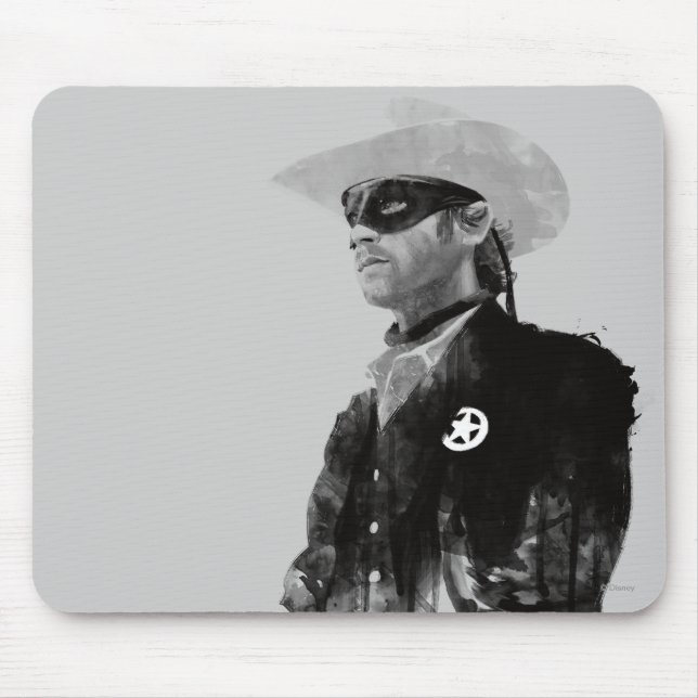 Lone Ranger John Reid - Black and White Mouse Pad (Front)