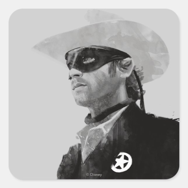 Lone Ranger John Reid - Black and White Square Sticker (Front)
