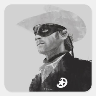 Lone Ranger John Reid - Black and White Square Sticker