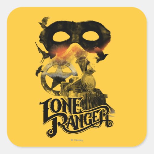 Lone Ranger Train and Mask Square Sticker