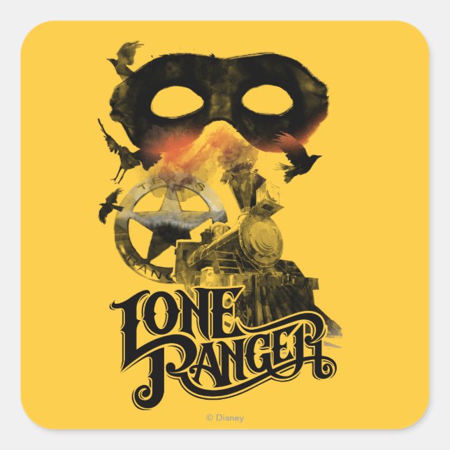 Lone Ranger Train and Mask Square Sticker (Front)